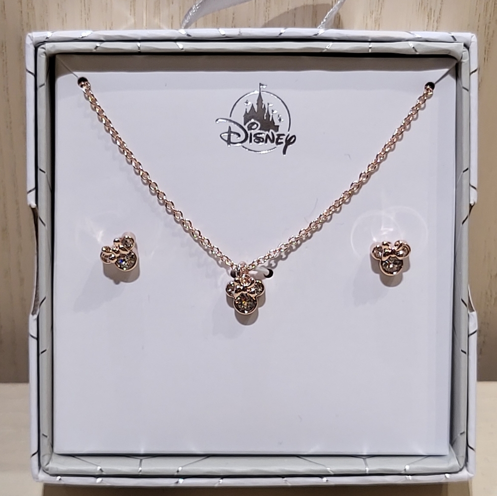 DISNEY PARKS MICKEY NECKLACE EARRINGS STUD SET - Picture 1 of 3